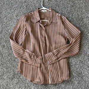 Maurices Brown and White Striped Shirt